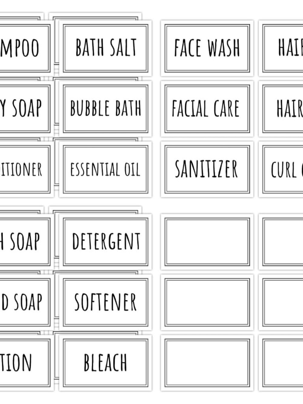 Self-Adhesive Waterproof Labels, 36-Pack Bathroom & Laundry Labels, Removable, D